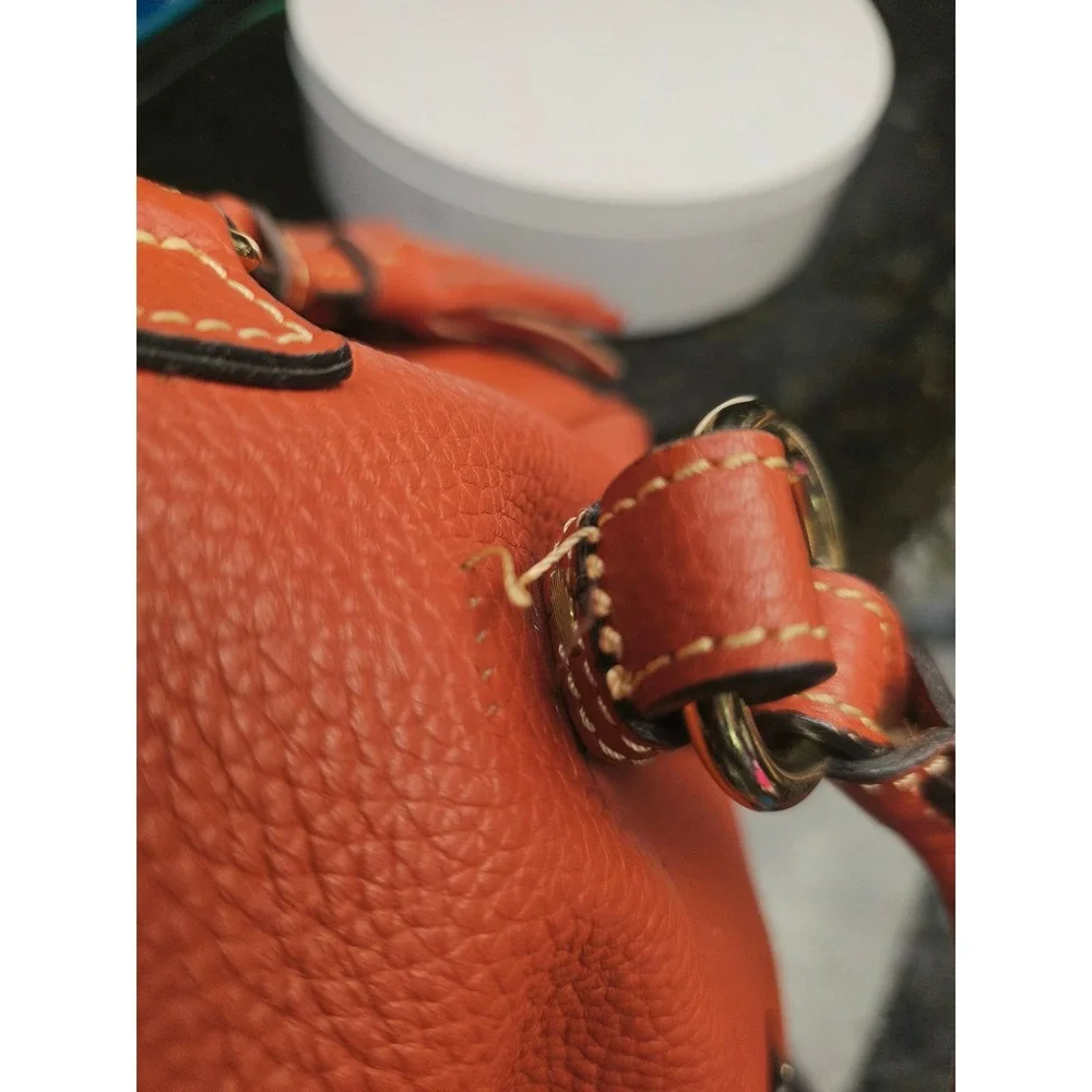 Dooney & Bourke Satchel Burnt Orange Pebbled Leather USA Tassel Crossbody Bag